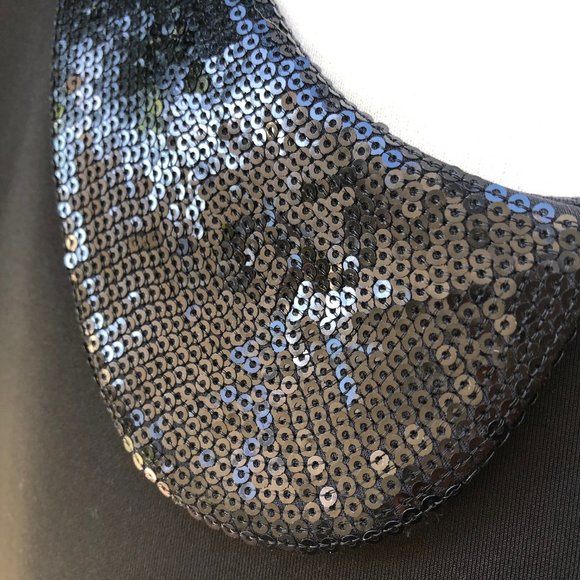 Calvin Klein Little Black Dress Sequined Peter Pan Collar Sheath Dress 2 - Picture 6 of 7